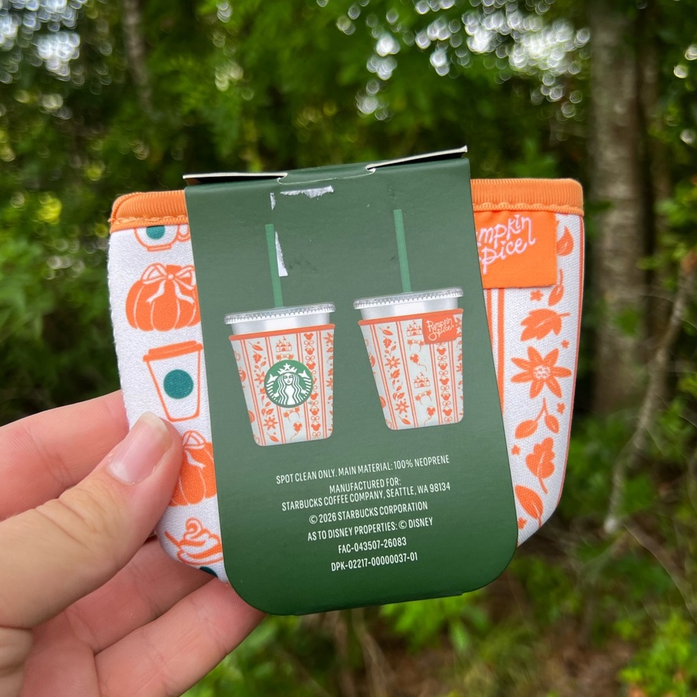Disney Parks Starbucks Pumpkin Spice Fall Castle 16oz Fabric Cup Sleeve NEW - Picture 2 of 2